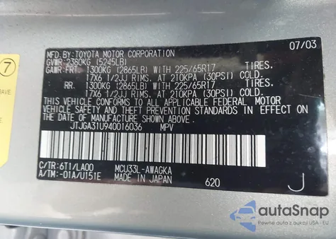 2004 Lexus Rx 330 from USA, damaged, VIN JTJGA31U940016036